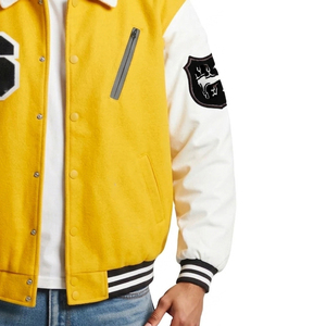 Men <b>Leather</b> Sleeve Letterman Varsity Jackets Winter Street Wool Varsity Jacket Men's Outdoor Street Style Varsity Jacket <b>Tops</b> - Product Image 2