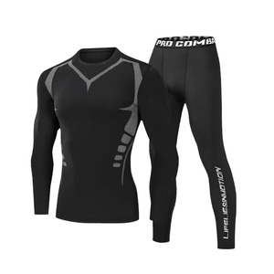Vêtements de compression pour hommes, manches longues, sous-vêtements et leggings de compression avec panneau imprimé par sublimation, tenue de sport pour hommes - Product Image 2