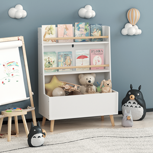 Scaffale bianco per bambini con libro e portariviste giocattolo organizzatore di libri Organizer - Product Image 5