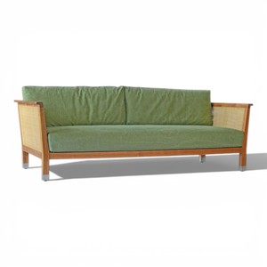 Sofá de Jardín de Madera de Teca de Alta Calidad, Muebles de Exterior con Tapicería Impermeable, Sofá de Patio de Lujo para 2 Personas con Tejido de Mimbre Natural - Product Image 2