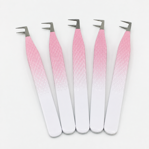 Ensemble de pinces à épiler professionnelles en acier inoxydable rose pour extensions de cils, pointes en L de précision, longueur 13 cm, pour artistes en extensions de cils, beauté - Product Image 2