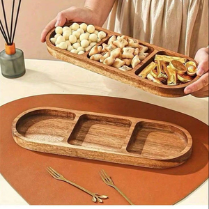 Bandeja de Servir de Madera Natural, Tabla de Madera Duradera de Estilo Clásico Moderno, 20 Piezas MOQ para Cocina, Mesa de Comedor, Aperitivos, Frutas, Pan - Product Image 1