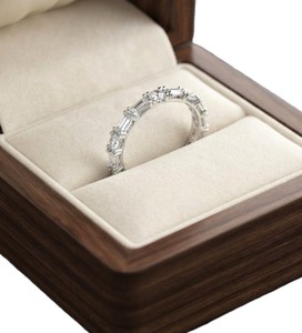 Emerald Cut & Round Brilliant Lab Created Diamond Eternity Band IGI Certified Diamond <b>Ring</b> 10K 14K 18K Solid Gold Wedding Band - Product Image 4