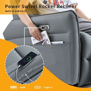 270 Degrees Power Swivel Rocker <b>Recliner</b> Chair for Adults Electric Small Spa <b>Recliner</b> with Rocking Feature - Product Image 6