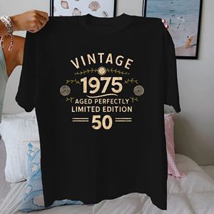 VINTAGE 1975 AGED PERFECTLY Camiseta cómoda de algodón puro para mujer - Product Image 1