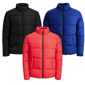 Chaqueta Acolchada Roja para Hombre con Cuello Alto, Cierre de Cremallera, Resistente al Viento, Abrigo Casual de Invierno con Relleno de Poliéster, Corte Regular - Product Image 6