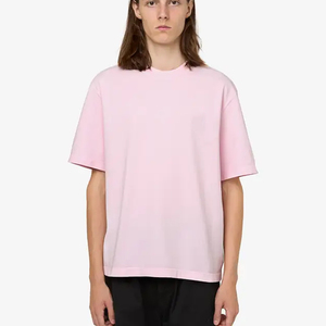 Camiseta de algodón grueso de manga corta para hombre, oversize, de corte holgado, hombros caídos, lisa, estilo urbano para skate. - Product Image 1