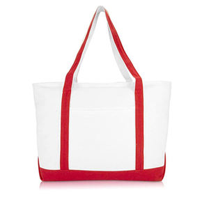 Heavy Duty Nautical Cotton Canvas Boat Tote <b>Bag</b> <b>Large</b> Capacity Reusable Shopping Handbag with Front Pocket - Product Image 2