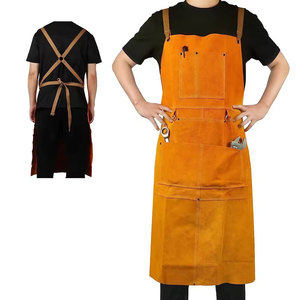 Tablier en cuir à prix d'usine, tabliers de cuisine durables, vêtements de travail pour le soudage, résistants au feu, réglables, personnalisés, en cuir de vachette - Product Image 1