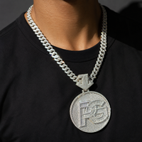 Pendentif Médaillon Rond Personnalisé Hip Hop Iced Out avec Chaîne Cubaine en Moissanite, Argent 925 Plaqué Or, Bijoux pour Hommes – Vente en Gros