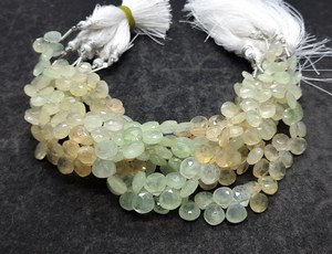 Perles facettées en forme de cœur en préhnite AAA, 7-8 mm, pierres précieuses naturelles en préhnite verte ombrée, perles en forme de cœur de 8 pouces, préhnite facettée - Product Image 5