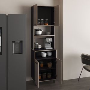 Otomo 5-<b>Shelf</b> 4-Door Pantry Cabinet Black and Light Gray <b>Kitchen</b> Cabinets - Product Image 2