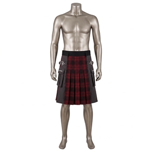Kilt utilitaire écossais rouge et noir à carreaux, avec poches cargo, sangles à boucle réglables, style écossais, vêtements de travail personnalisés, unisexe - Product Image 3