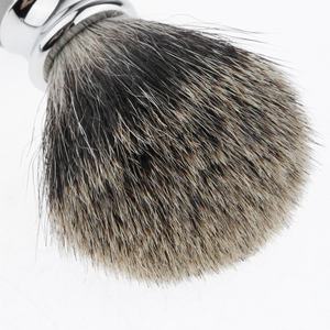 Tip Black <b>Wooden</b> Color Badger Shaving <b>Brush</b> Wholesale Custom Logo Silver Wood with Blue Marbled Handle and Chrome Accents - Product Image 6