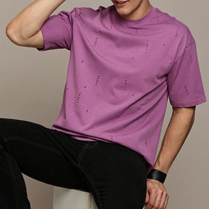 Nouveau design de t-shirt pour homme, effet usé, respirant, léger, matière douce, confortable, prix abordable, t-shirt pour homme avec logo personnalisé, couleurs variées - Product Image 3