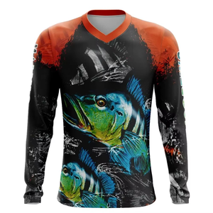 Chemises de pêche pour hommes à manches longues et col rond, confortables, sur mesure, grandes tailles, style streetwear, en tissu de coton épais, avec nouveau design par sublimation - Product Image 1
