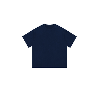 Heavyweight Plain <b>Navy</b> <b>Blue</b> Regular Fit <b>T</b> <b>Shirt</b> Custom <b>Men</b> Formal Turtleneck Collar Silk Screen Printed Eco-Friendly Cotton - Product Image 1