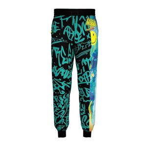 Men's Casual Straight Mid Elastic Waist Sublimation Printed Heavyweight Polyester Sweatpants Joggers with <b>Light</b> Wash - Product Image 1