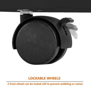 Tavolo per Manicure Nero Unilaterale Quadrato con 2 Cassetti, 1 Porta, Poggiapolsi e Ruote - Product Image 4