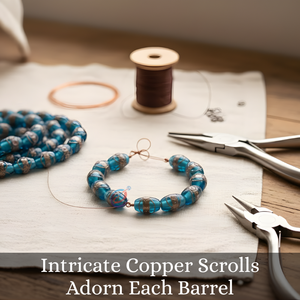 Perles en verre soufflé à la main Aqua Lampwork de EXCEL EXPORTS, brin de 8 pouces |   Gâteau de mariage artistique au design mixte |   Artisanat multi-formes - Product Image 3