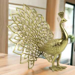 34cm H X 38cm W X 33cm L Aluminium Peacock Figurine Modern Animal Sculpture Handmade Tabletop Decor Living Room Ornament - Product Image 6
