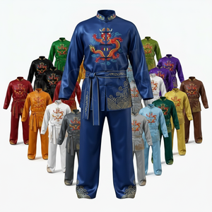Latest Design Kung Fu Martial Arts Uniform Set Customized Embroidered Dragon Design Long Sleeve Jacket <b>Trousers</b> & Belt Uniform - Product Image 1