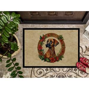 Rhodesian Ridgeback Christmas Flowers <b>Doormat</b> Non-Slip Indoor Outdoor <b>Washable</b> Low Pile Rug for Entryway 24H X 36W Front Door - Product Image 3