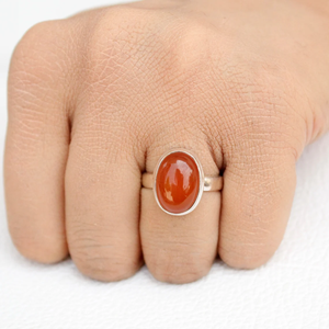 Carnelian Gemstone <b>Midi</b> <b>Ring</b> 925 Silver Handmade Statement <b>Ring</b> for Women handmade Birthday Anniversary Gift <b>Ring</b> For Her - Product Image 1