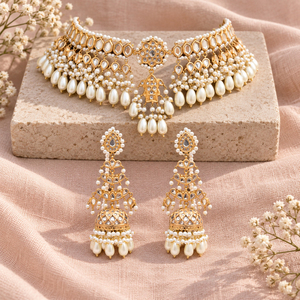 Juego de Aretes y Gargantilla de Perlas Blancas Chapadas en Oro al por Mayor, Suministro Directo de Fábrica - Product Image 6