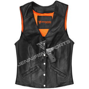 Chaleco de Cuero Genuino Impermeable de Alta Calidad para Mujer, Talla Personalizada, Ropa Exterior para Motocicleta con Diseño Transpirable y Bolsillos - Product Image 2
