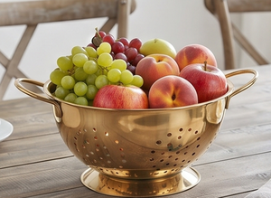 Passoire de cuisine en acier inoxydable de qualité supérieure, plaquée cuivre, avec deux poignées, durable, pour fruits et légumes - Product Image 3