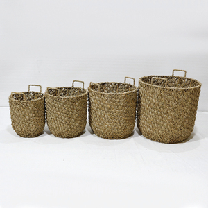 Cesta de Almacenamiento Redonda de Mimbre Tejida a Mano con Asas para Ropa y Artículos del Hogar - Product Image 1