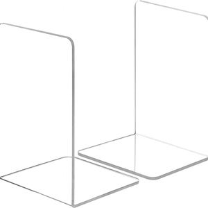 Clear Acrylic <b>Bookends</b> - Transparent Book Stand Organizer for Desktop Office Storage - Product Image 4