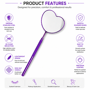 Heart Shape Handheld Stainless Steel Frame 3X <b>Magnifying</b> Single-Sided Purple Finish <b>Makeup</b> <b>Mirror</b> - Product Image 4