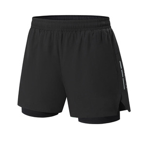 Custom Men 2 1 Gym Shorts Compression Liner Running Workout Shorts Phone Pocket Oxford Fabric <b>Mid</b> Waist Wholesale Supplier OEM - Product Image 2