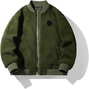 Men's Bomber Jackets Fall Winter Sherpa Fleece Reversible Zip Up Warm Vintage Windbreaker Jacket - Product Image 6