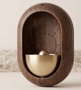 Small Household Solid Wood Door Ornament Eco-Friendly Polished Wall Hanging Wind <b>Chimes</b> Art Style Bamboo Beech Oval Decoration - Product Image 5