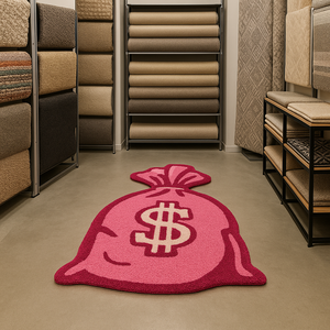 Tapis en laine tufté à la main rose et blanc moderne avec motif sac à monnaie – Ensemble de tapis contemporains - Product Image 4
