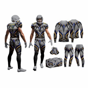 Custom Sublimation American Football Uniform Set Jersey Pants Compression <b>Gloves</b> Package Deal OEM ODM Low MOQ Short Sleeve UPF - Product Image 1