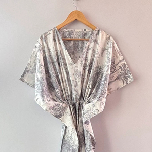 Cotton Women Dress with Drawstring Long Robe Loose Printing Cover up <b>Maxi</b> <b>Kaftan</b> for Women Indian Handmade Cotton <b>Kaftan</b> - Product Image 1