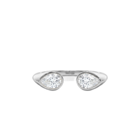 Bague Minimaliste Ajustable en Or Massif 9K 10K 14K 18K avec Diamant de Laboratoire Poire Goutte d'Eau Couleur DEF Clarté VS VVS, Bijou Délicat Empilable