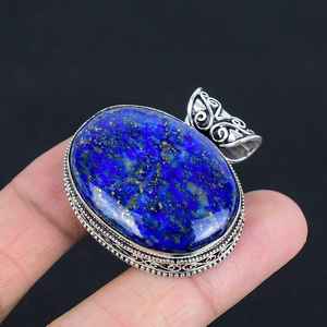 Collier pendentif en argent sterling 925 fait main avec lapis-lazuli, bijoux bohèmes vintage, pierres précieuses naturelles, vente en gros - Product Image 4