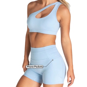 บราออกกำลังกายเปิดไหล่ข้างเดียวด้านหลังเซ็กซี่บราออกกำลังกายปรับแต่งโลโก้ - Product Image 1