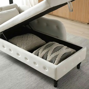Moderna y Cómoda Cama Plegable Tapizada en Tela con Espacio de Almacenamiento, Tapa Elevable, Estructura de Acero, Chaise Longue para Apartamento o Sala de Estar - Product Image 4