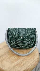 Bolso de mano azul con cuentas, adornado con metal, para fiesta, boda, o noche, hecho a mano, con mosaico, para mujer - Product Image 5