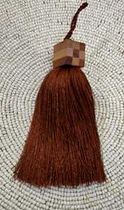 Brown Rayon <b>Tassel</b> With Wooden Cube Top Decorative Fringe - Product Image 3