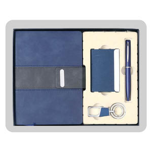 Ensemble cadeau de carnet en cuir PU avec design personnalisé en relief, stylo, porte-clés, porte-cartes, boîte cadeau de couleur personnalisée - Entreprise - Product Image 1