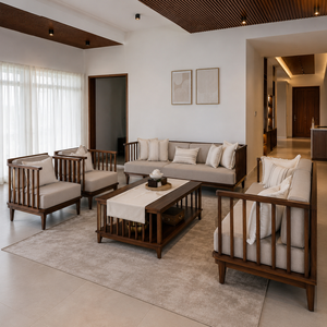 Modern Solid Teak Wood Living Room <b>Sofa</b> <b>Set</b> with Coffee Table Upholstered Seating for Hotel Villa Resort Home Furniture - Product Image 1