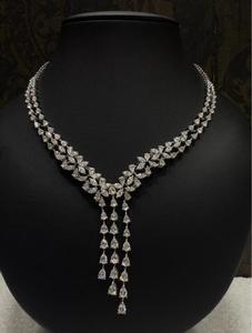 Collar de Diamantes Multiforma, Gargantilla con Colgante de Racimo de Pera y Marquesa, Collar de Diamantes Nupcial Impresionante, Joyería con Borlas Colgantes - Product Image 2