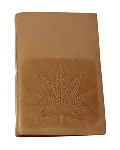 Cuaderno de Cuero Genuino de Cabra TC de Color Natural para Negocios, con Cubierta con Grabado de Hoja de Cáñamo, en Oferta Diaria, Semanal y Mensual - Product Image 1